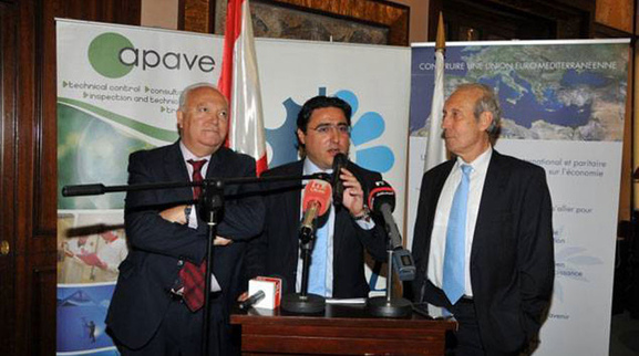 De gauche à droite, Miguel Angel Moratinos, Fouad Zmokhol et Jean-Louis Guigou